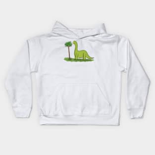 happy brontosaurus dinosaur cartoon Kids Hoodie